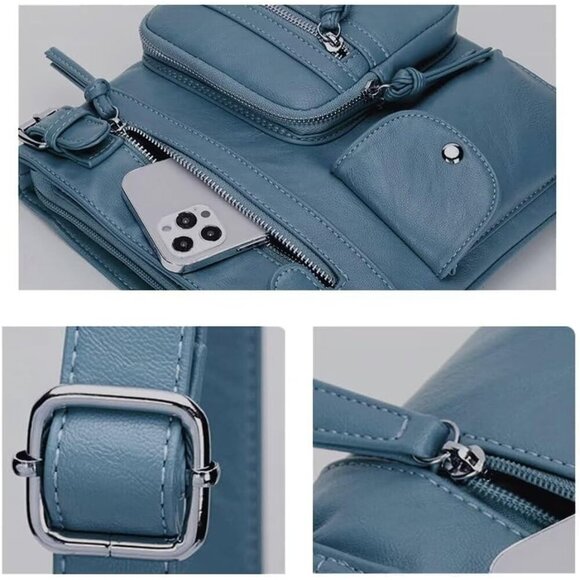 Goth Leather Crossbody Tote Bag for Women Studded Hobo Shoulder Purse Trendy - Picture 2 of 5